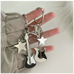 Dospita  -  Good Metal Hiphop Rock Y2K Guitar Keychain With Star Heart Hook Cool Fashion Punk Music Keyring Bag Charm Pendant