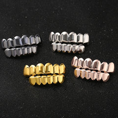 Dospita Classic Fashion 6/6 Teeth Grillz Hip Hop Plated Tooth Caps Decor Braces Dental Grills For Women Men Jewelry