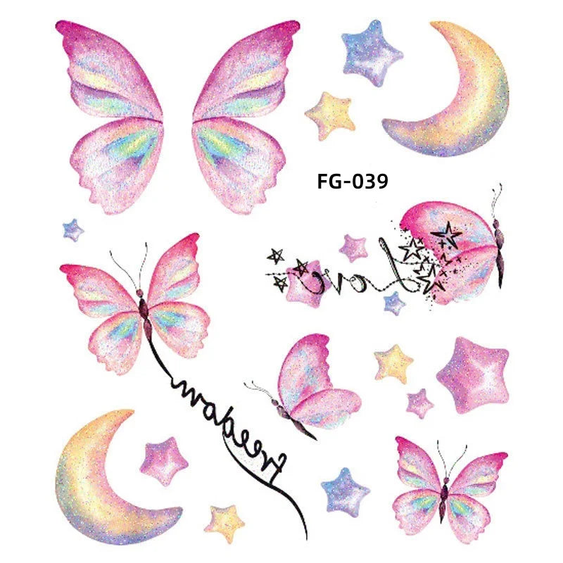 Dospita  -  1Sheet Fairy Butterfly Wings Shiny Tattoo Sticker Waterproof Eyes Face Art Fake Tattoos for Women Makeup Dance Music Festival