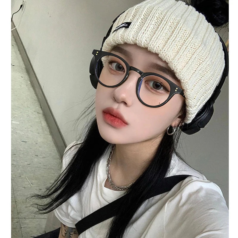 Dospita fashion New Black frame point Plain glasses PC plain glass spectacles vintage eyeglass round frame glasses eye glasses