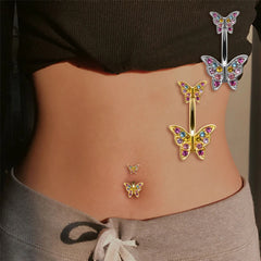 Dospita Fashion Body Piercing Jewelry Belly Piercing Butterfly Navel Rings CZ  Belly Button Ring Piercing Jewelry