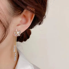 Dospita  -  Trendy Crystal Long Earrings Female Moon Star Flower Rhinestone Wedding Pendant Earrings Fashion Korean Jewelry Earrings