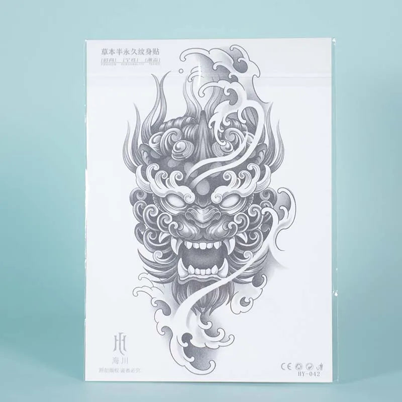 Dospita  -  Demon Mask Waterproof Temporary Tattoo Sticker, Long-lasting Waterproof for 1-2 weeks, Realistic Semi-Permanent Fake Tattoo