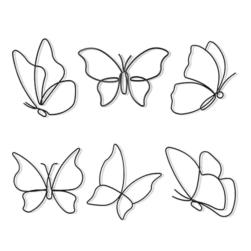 Dospita  -  6PCS Metal Butterfly Wall Hanging Decor, Decorations Decals Art For Indoor Outdoor Wedding Birthday Party, 6 Styles