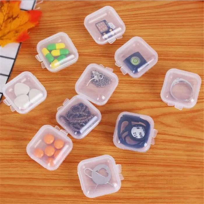 Dospita  -  60Pcs Mini Storage Box Transparent Square Plastic Box Earrings Jewelry Packaging Storage Small Square Box Jewelry Organizer