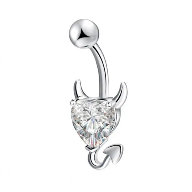 Dospita  -  Little Devil  Belly Button Rings Cute Heart Zircon Navel Belly Piercing Ring For Women Sexy Surgical Steel Body Jewelry Earrings