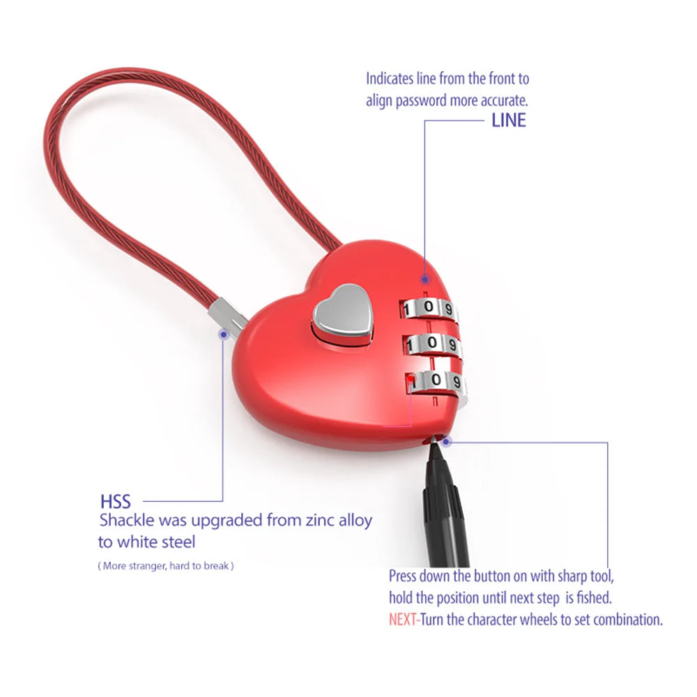 Dospita  -  4 Colors Y2K Aesthetic Heart Shaped Lock Keychain Padlock Bag Pendant Valentine’s Day Gift for Couple