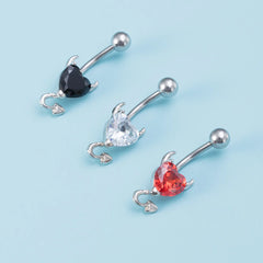 Dospita  -  Little Devil  Belly Button Rings Cute Heart Zircon Navel Belly Piercing Ring For Women Sexy Surgical Steel Body Jewelry Earrings