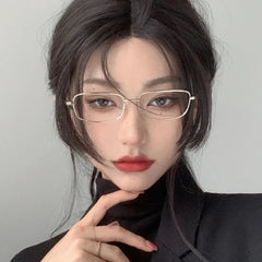 Dospita Korea New Small Narrow Rectangle Glasses Women Retro Clear Lens Metal Frame Spectacles Famale Full Rim Myopia Optical Eyewear