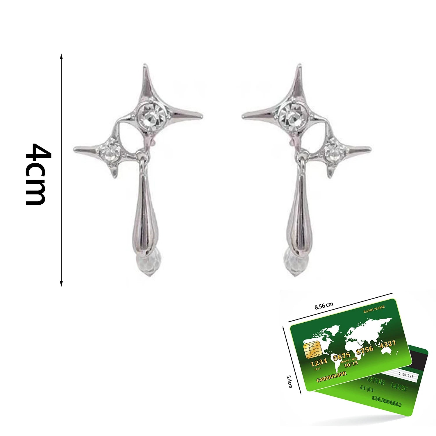 Dospita Kpop Star Heart Tassel Earrings for Women Y2K Irregular Rhinestone Cross Star Chain Earring Piercing Crystal Earrings