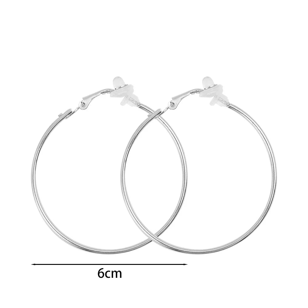 Dospita  -  4/5/6/7cm Hoop Earrings Set Big Circle Earrings Jewelry for Women Girls Ear Clip Punk Style Earrings Fashion Jewelry Accessories