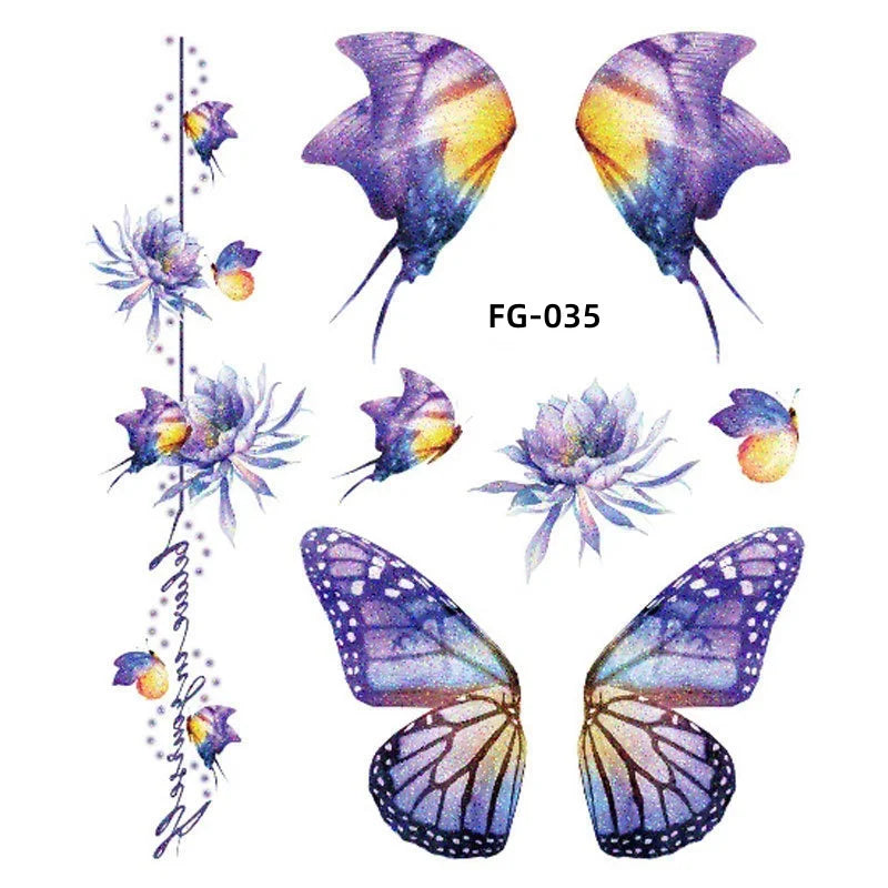 Dospita  -  1Sheet Fairy Butterfly Wings Shiny Tattoo Sticker Waterproof Eyes Face Art Fake Tattoos for Women Makeup Dance Music Festival