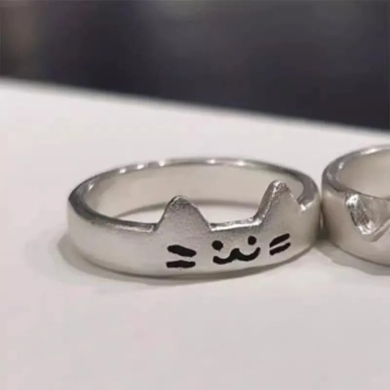 Dospita  -  2pcs Cute Cat Dog Animal Couple Ring for Women Men New Fashion Statement Lover Rings Valentine's Day Party Jewelry Gifts