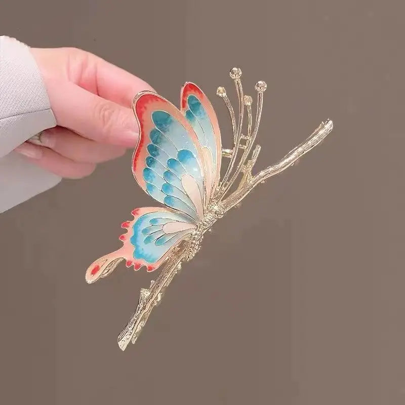 Dospita Sweet Butterfly Hair Claws for Women Simple Multicolor Shark Clip Crab Clamps Hair Clips Headdress Fashion Hair Accessories