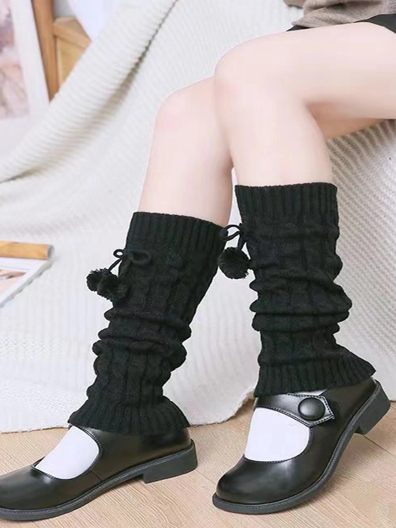 Dospita  -  A pair of Japanese style Harajuku all-match heap mid-calf socks set white knitted y2k campus jk strap long leg set for women