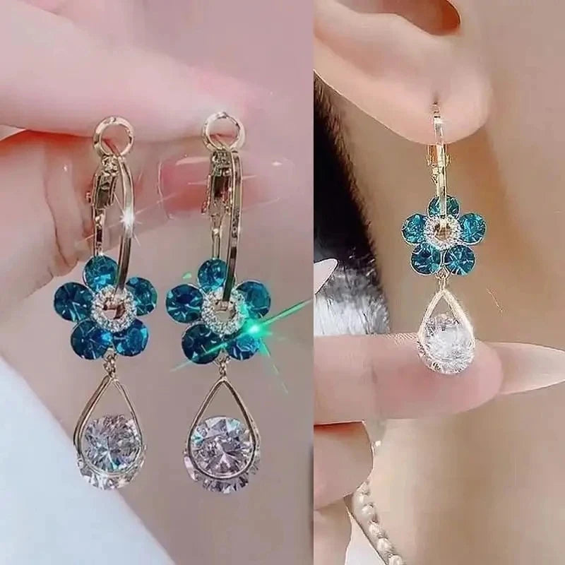 Dospita  -   Needle Purple Butterfly Long Tassel Earrings For Women Jewelry Trending Korean Fashion Luxury Crystal Earrings