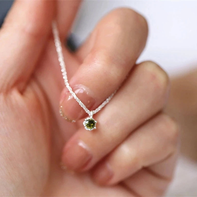 Dospita  -  Popular Sparkling Green Crystal Pendant Chain Choker Necklace Collar For Women Fashion Jewelry Wedding Party Birthday Gift