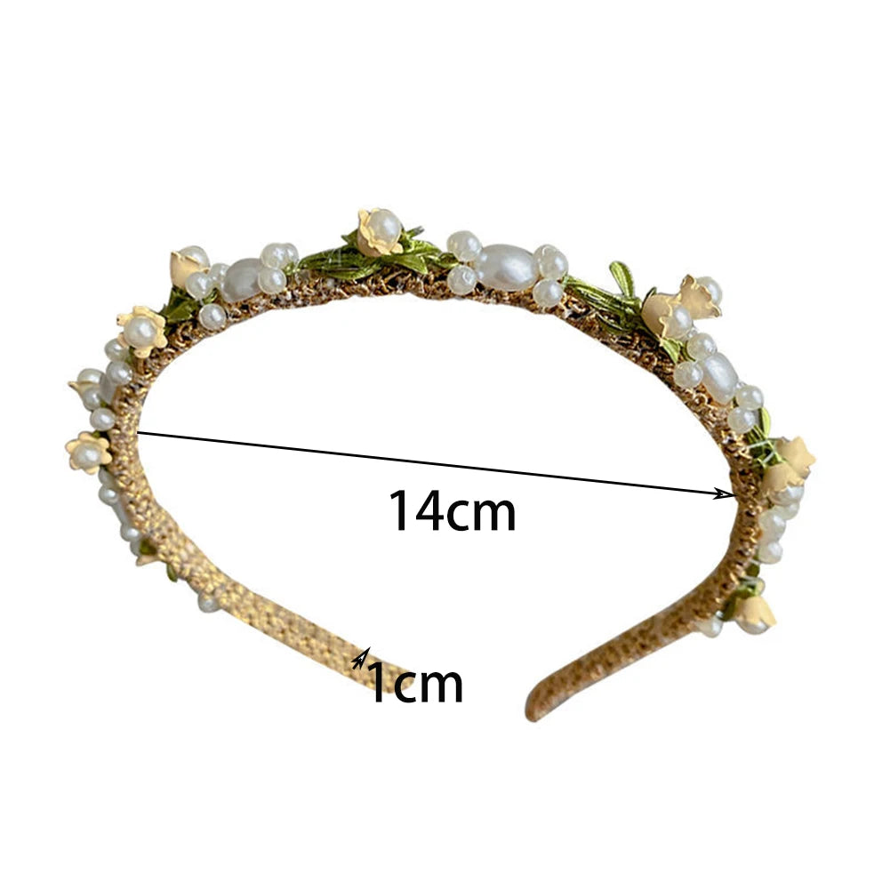 Dospita Alloy Crystal Pearl Rhinestone Flower Hair Scarf Band Hairband for Women Girl  Headbands Elegant Fashion Hair Accessories