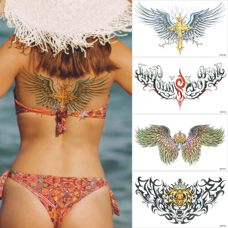 Dospita  -  4Pcs/lot Sexy Pendants Flower Flash Tattoo Sticker Women Chest Bracelet Waterproof Tatoo Makeup Temporary Tattoo Under Breast