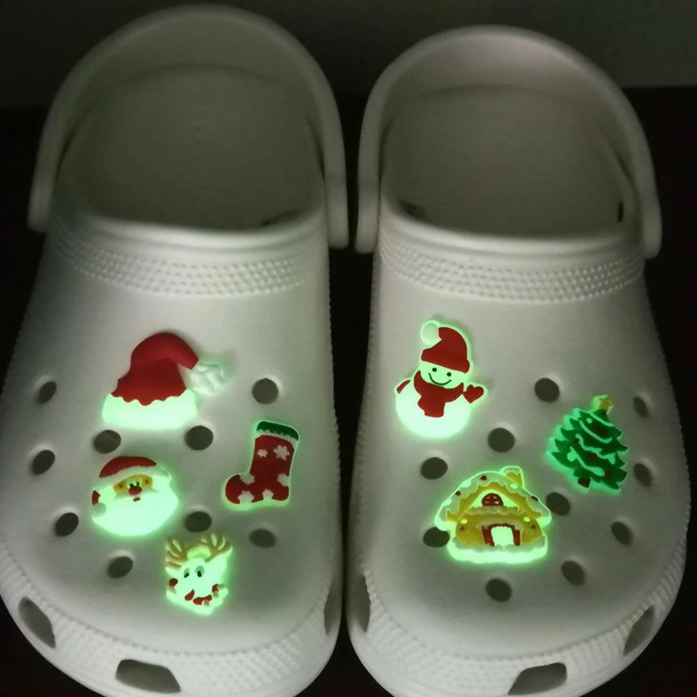 Dospita Shoe Charms Accessories Shoe Buckle Decoration Fluorescent Shoe Decoration Christmas Shoe Buckle Glowing PVC Shoe Charms