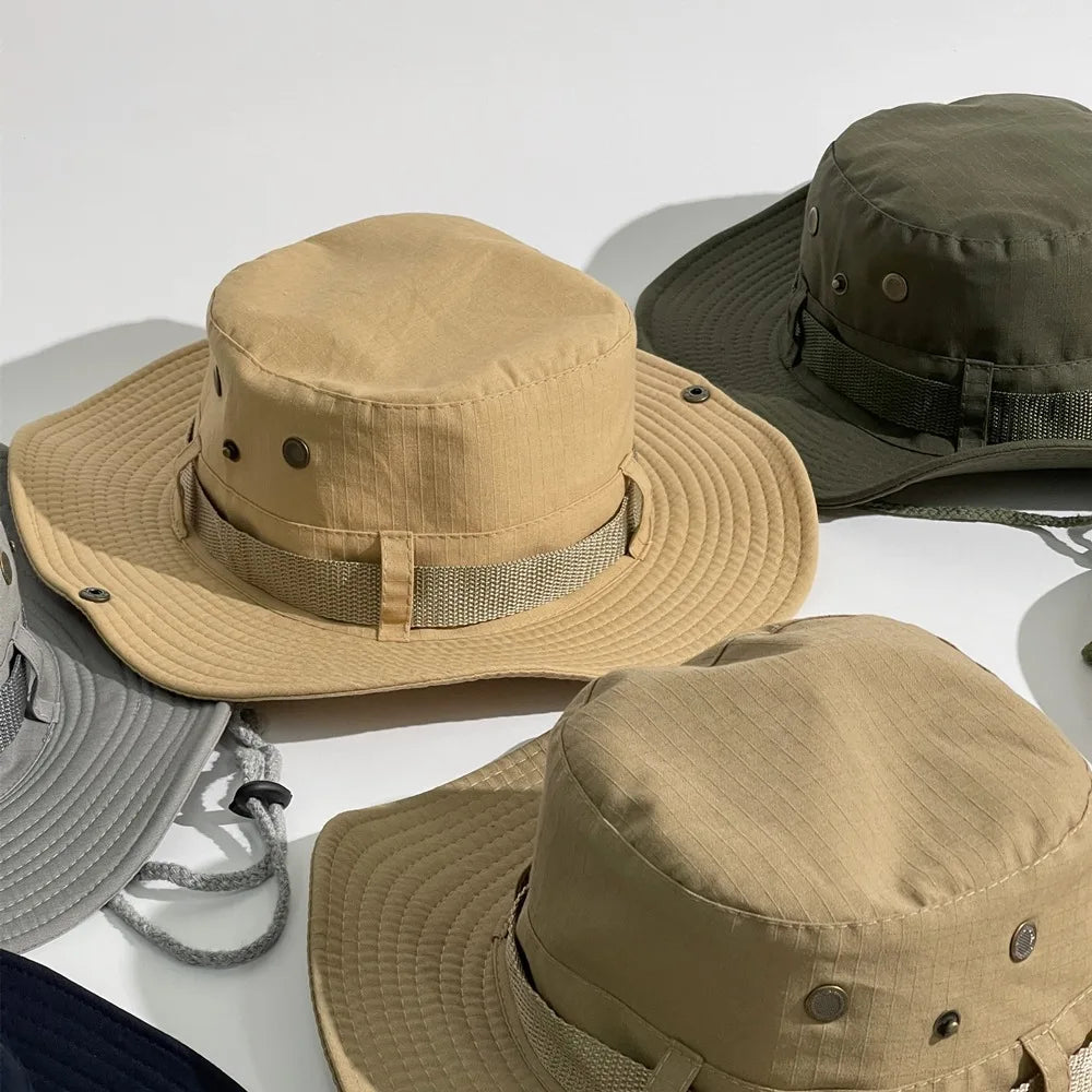 Dospita Summer Fishing Caps Outdoor Bennie Hat Western Cowboy Cap Sunshade Mountaineering Jungle Men Women Sun Protection Headdress