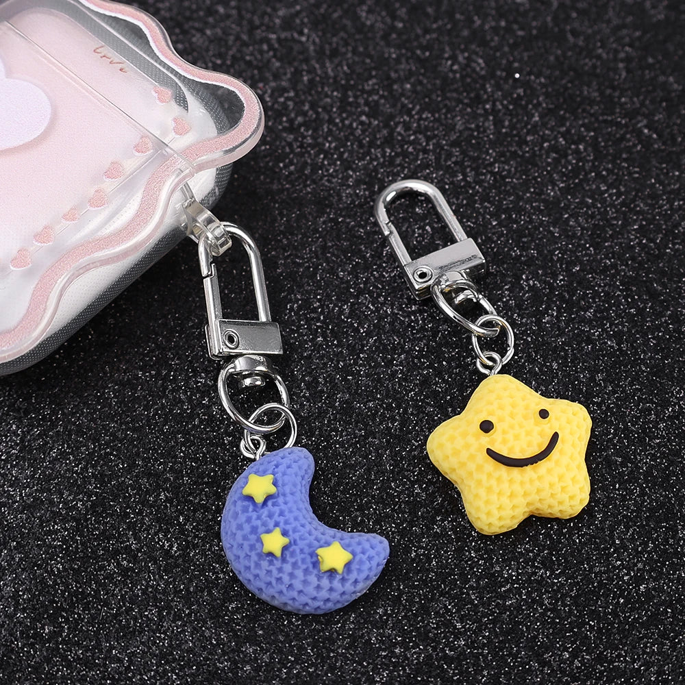 Dospita  -  1-4pcs Cute Cartoon Key Chains Rainbow Sun Star Moon Face Keychain Keyring Cartoon Kawaii Bag Car Phone Charms pendants Jewelry