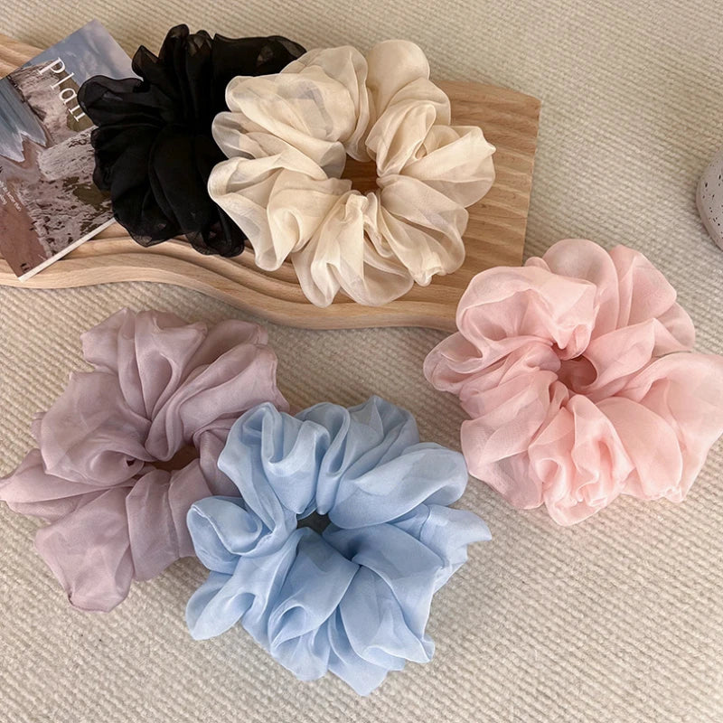 Dospita Soft and Romantic Hair Ties for Women with Unique Ruffle Design and Elegant Organza Material Charm and Beauty