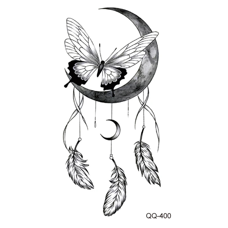 Dospita  -  Small Waterproof Temporary Tattoo Sticker Dream Catcher Snake Flower Star Moon Women Body Art Wrist Neck Kids Fake Mini Tatoo