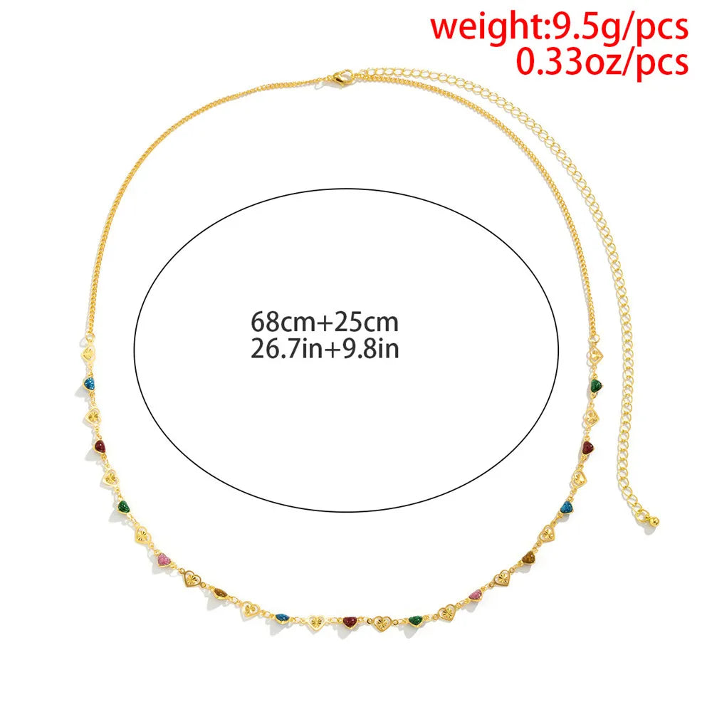 Dospita  -  Cosysail Sexy Love Heart Waist Chain for Women Girl Minimalist Hollow out Colorful Heart Belly Chain Summer Beach Jewelry