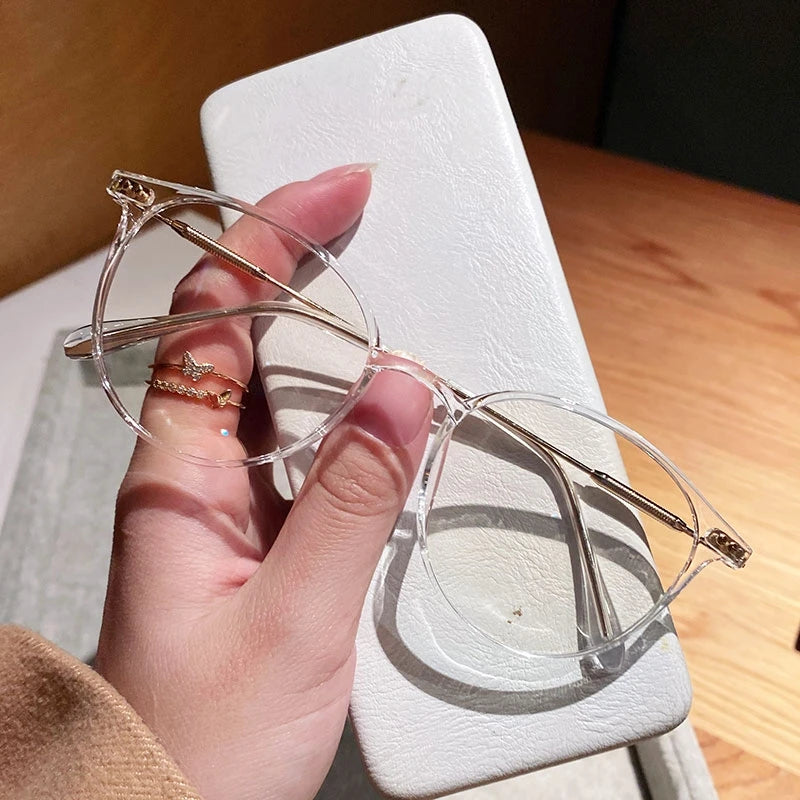 Dospita Retro Anti Blue Light Glasses Women Men Round Frame Computer Reading Eyewear Vintage Oversized Optical Spectacle Eyeglass