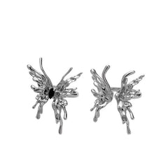 Dospita  -  Punk Irregular Butterfly Rings For Women Liquid Metal Butterfly Earring Aesthetic Egirl Gothic Insect Open Rings Jewelry