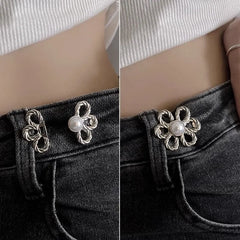 Dospita 1/2set Flower Nail-free Tightening Waistband Closing Artifact Removable Invisible Snap Button Waist Buckle Jeans DIY Sewing