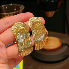 Dospita  -  Long Tassel Earrings for Women Korean Crystal Leaf Drop Earring Girls Accessories Statement Gold Color Brincos Jewelry Gifts