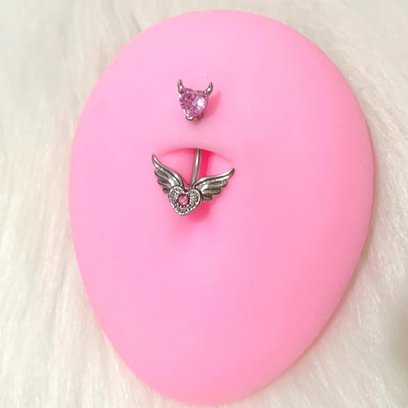 Dospita Y2K Body Accessories Stainless Steel Wings Heart Belly Piercing Sexy Jewelry Body Piercing Vintage Pink Belly Rings Fashion