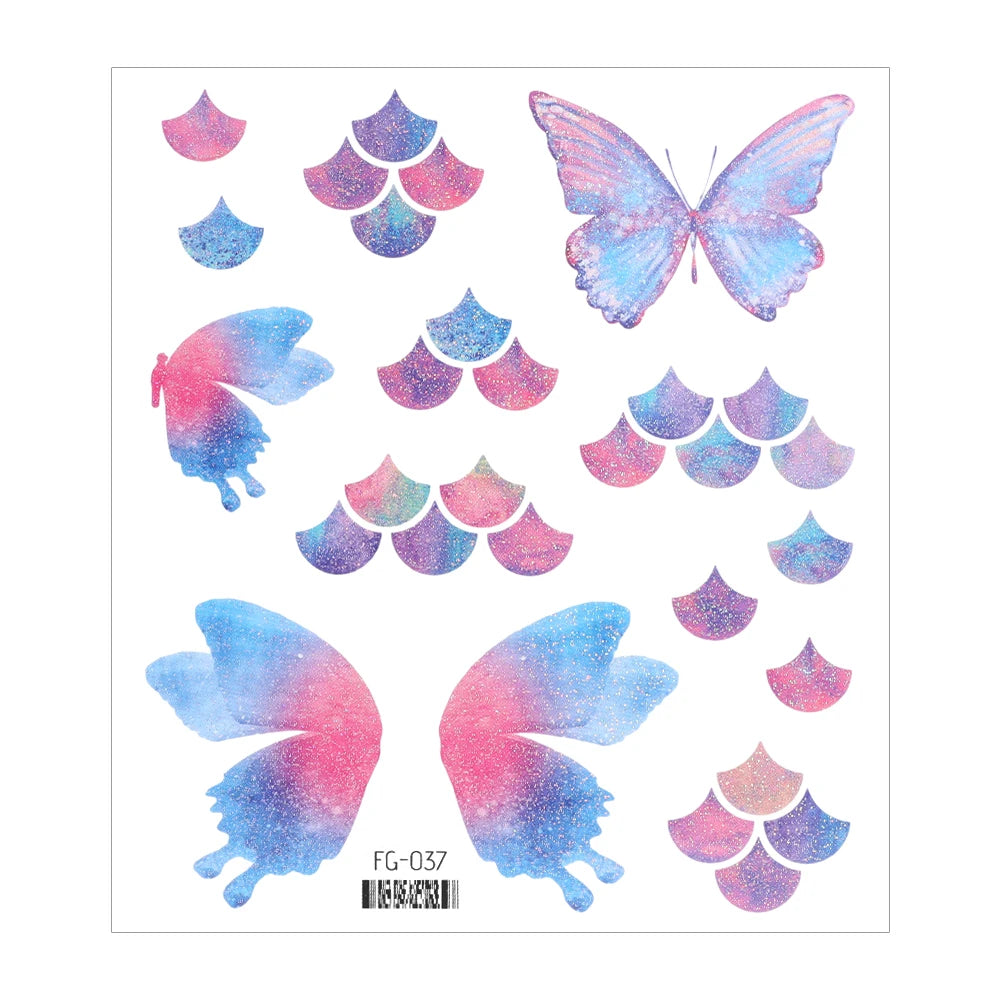 Dospita  -  3D Fairy Butterfly Wings Shiny Tattoo Sticker Waterproof Eyes Face Body Art Fake Tattoos For Women Makeup Dance Music Festival