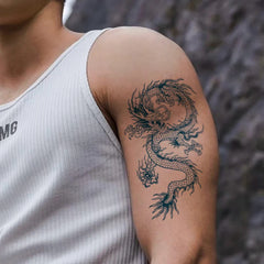 Dospita  -  1pcs Waterproof, Safety Realistic Dragon Fake Tattoo Stickers For Men Boys Kids 3D Dragon Temporary Tattoos Washable Tattoos