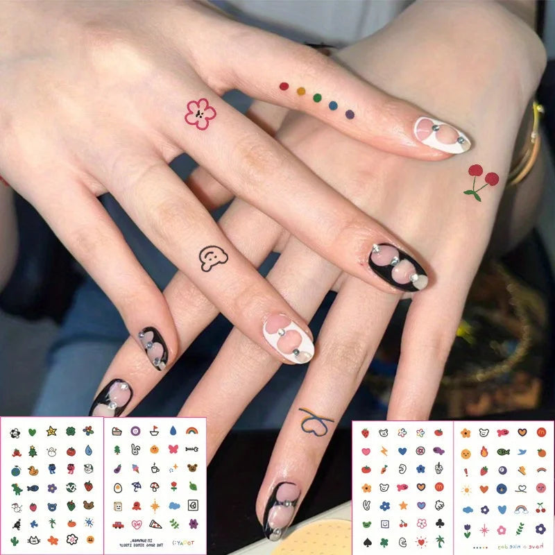 Dospita  -  4 Sheets Finger Tattoo Sticker Temporary Tattoo Waterproof and Long-lasting Baby Art