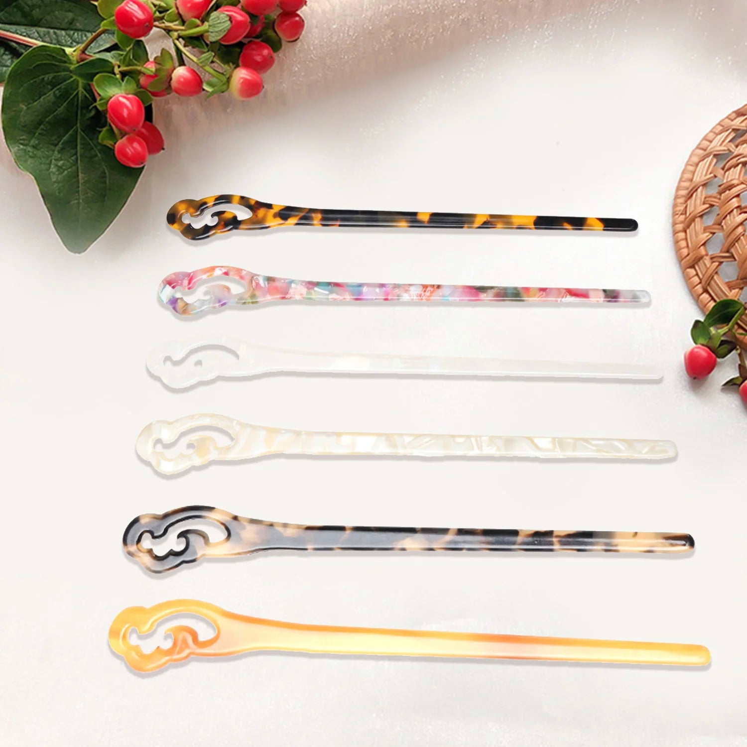 Dospita Chinese Style Hair Sticks Vintage Acetate Resin Chopstick Women Hairpins Hair Clip Pin Headwear Wedding Hair Jewelry Accessories