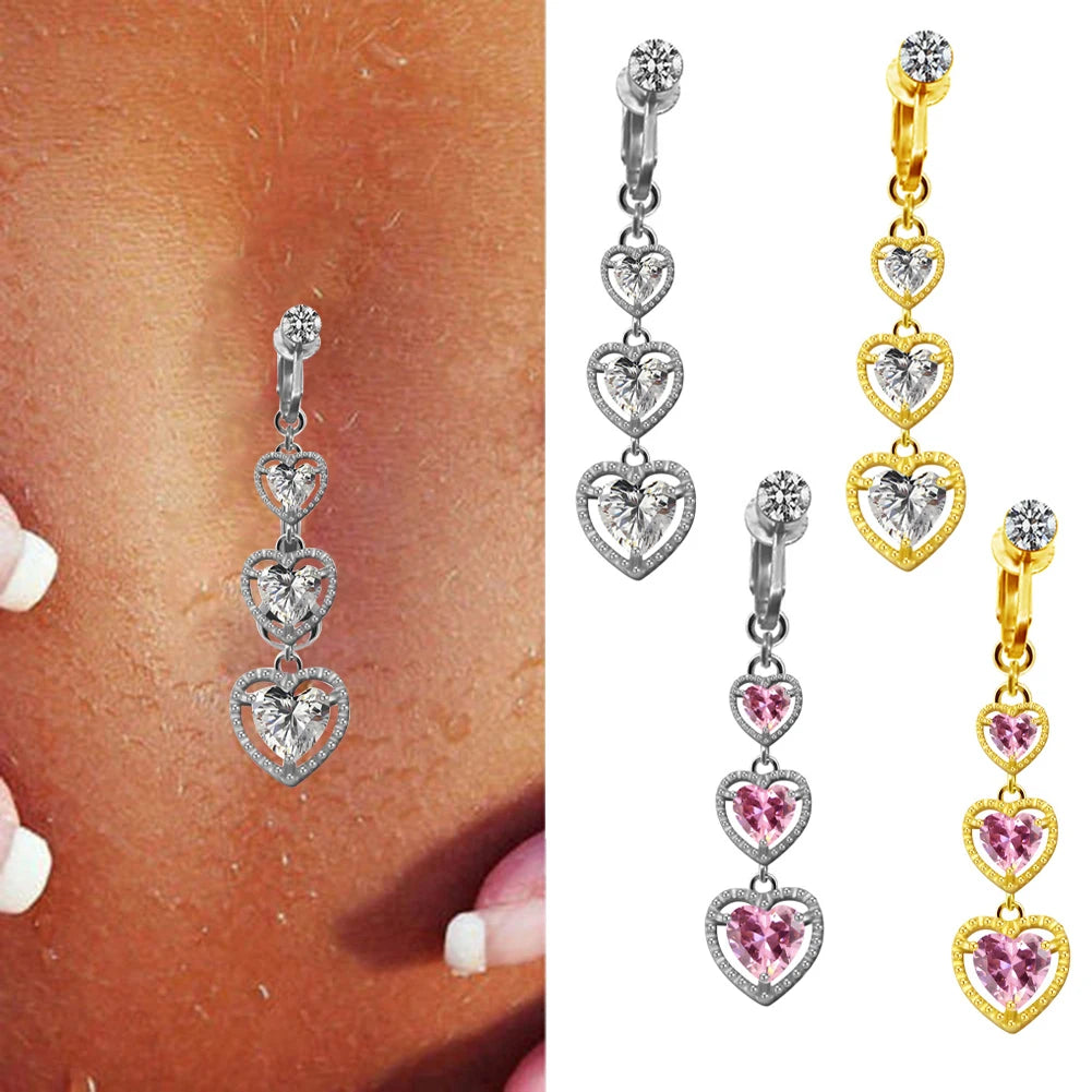 Dospita Jewelry Belly Navel Rings Drop Dangle Body Belly Piercing Navel Ring Clip Fake Belly Button Ring Fake Belly Piercing Sexy