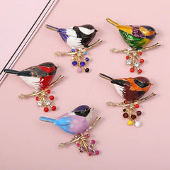 Dospita Lovely Enamel Crystal Small Bird Brooch Pin for Women Girl Fashion Butterfly Bee Coat Dress Lapel Pins Wedding Party Jewelry Gif