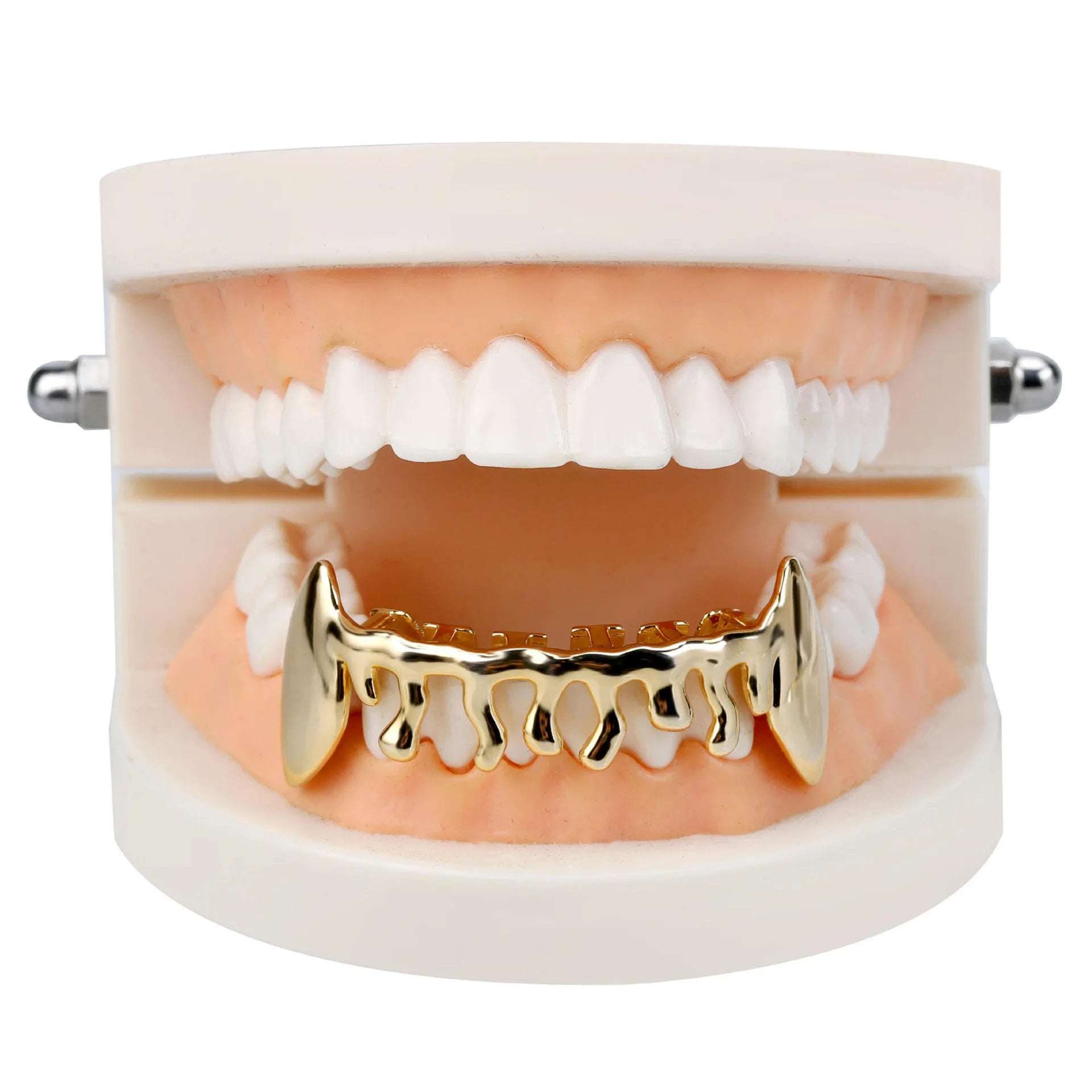 Dospita Fit Light Yellow Gold Color Plated Hip Hop Teeth Drip Grillz Caps Lower Bottom Grill Silver Color Grills