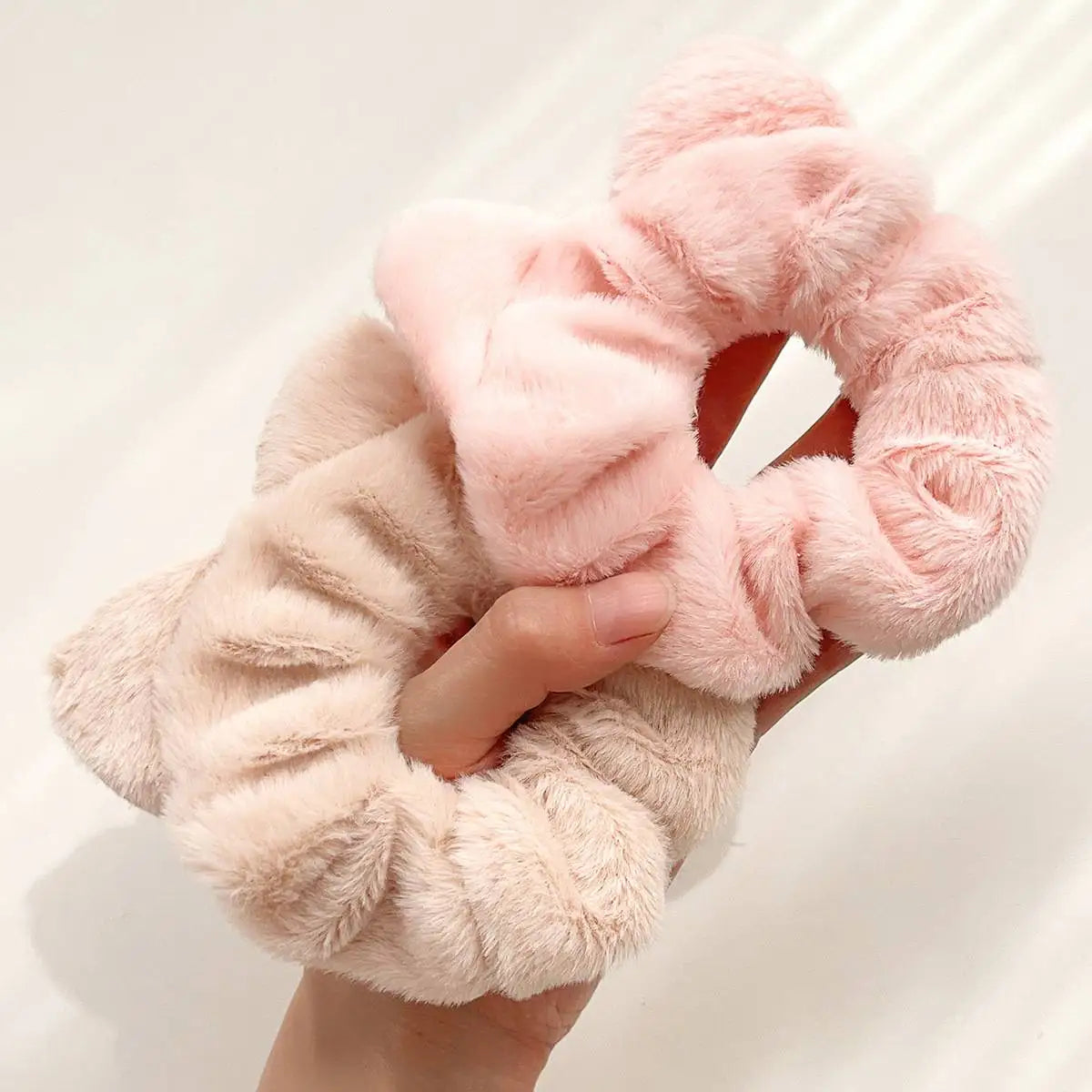 Dospita  -  Winter Warm Soft Hair Scrunchies for Women Girls Cute Plush Elastic Hair Band Rabbit Ears Rubber Band Hair Loop Accessories