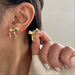 Dospita  -  Design Sweet and Cool Style Bow Knot Stud Earrings Women's Simple Elegant Metal Jewelry Gifts Dropshipping