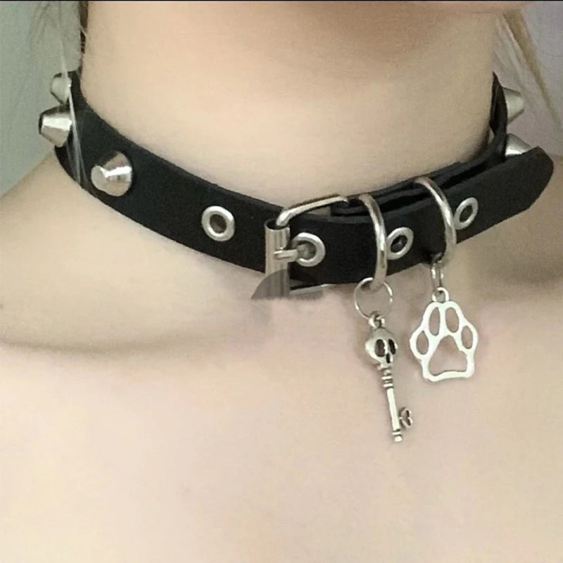 Dospita Grunge Jewelry Cat Claw Choker Punk Charms Skull Key Pendant Necklaces for Women Goth Accessories Korean Fashion Necklaces