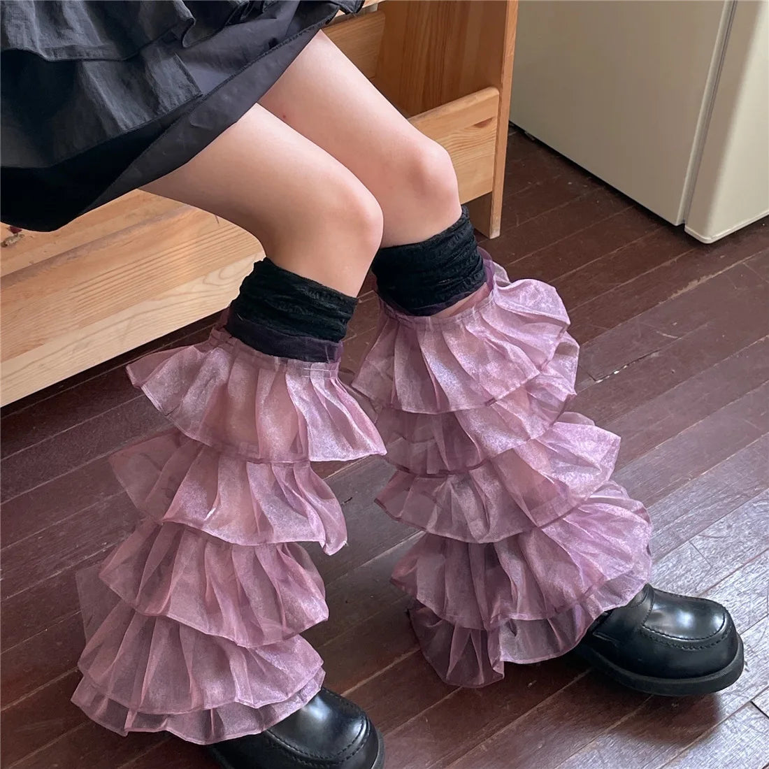 Dospita Women Over The Knee Leg Socks Lace Ruffles Leg Cover Y2K Women Japanese Punk Harajuku Leg Warmers JK Party Accessories