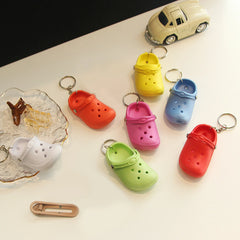 Dospita Shoe Keychain 3D Mini Sandal Slipper Keychain EVA Lovely Beach Shoes Hole Pet Shoe Backpack Pendant Bag Toy Doll Shoes