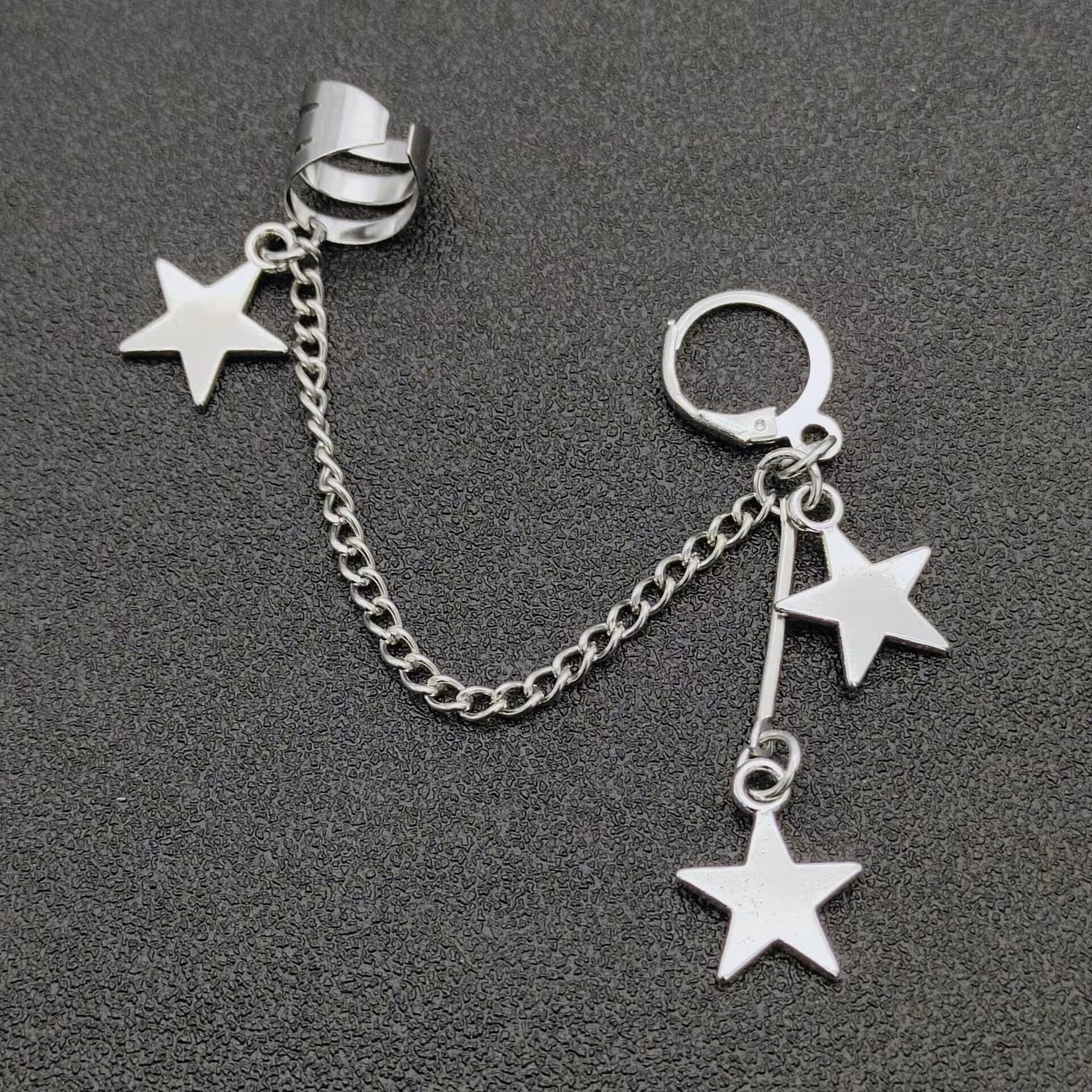 Dospita Personalized Fashion Chain Star Earrings Pendant C Ear Cuff Non Piercing Ear Ear Clip Men Women Party Punk Earrings Jewelry Gift