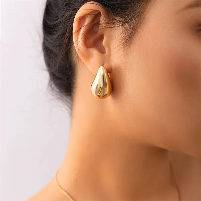 Dospita  -  Modern Jewelry New Gold Color Plated Chunky Dome Teardrop Earrings For Women Girl Gift Hot Sale Popular Ear Accessories