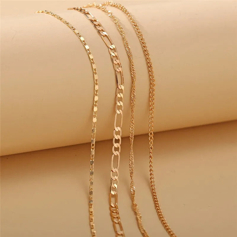 Dospita New Fashion Snake Chain Anklet Bracelet for Women Gold Color Simple Temperament Link Chain Anklet For Women Jewelry Gift