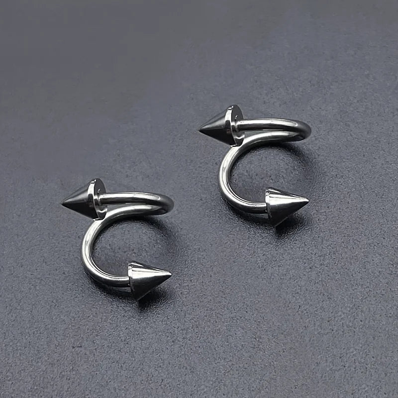 Dospita 2Pcs S Shape Lip Ring Stainless Steel Lip Piercing Ring Punk Stud Ear Stud Ring Earings Body Piercing Jewelry Set